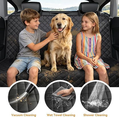 PETICON Dog Car Seat Cover for SUV, Waterproof Back Seat Cover for Toyota Tacoma/Jeep Grand Cherokee/Ford Explorer/Ranger/Chevrolet Colorado, Scratch-Proof Nonslip Durable Rear Seat Cover for Dogs