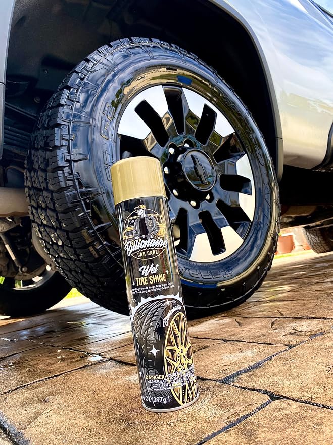 Billionaire Tire Shine - Wet tire Shine 3 Pack Can 14 oz No Sling Formula Long-Lasting Silky Smooth Finish - Spraying Maximum Protection Fast Dry - Car Detailing