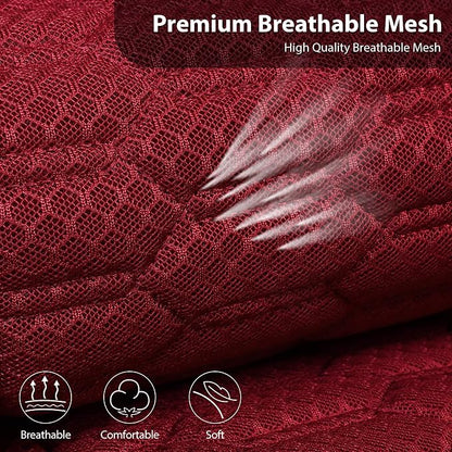 CAR PASS 3D Foam Mesh Leather Seat Covers Full Set, Wine Red Breathable Mesh Faux Leather Seat Covers for Car, Universal Fit for SUVs Vans Sedan Trucks Automotive,Armrest Airbag Compatible, Burgundy