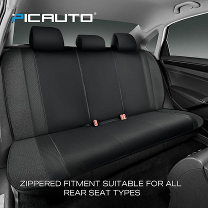 PIC AUTO Car Seat Covers, High-Back Full Set Automotive Seat Covers, Front and Rear Bench - Sports Carbon Fiber Mesh Design, Universal Fit for Most Cars, SUVs, Trucks, Airbag Compatible (Black)