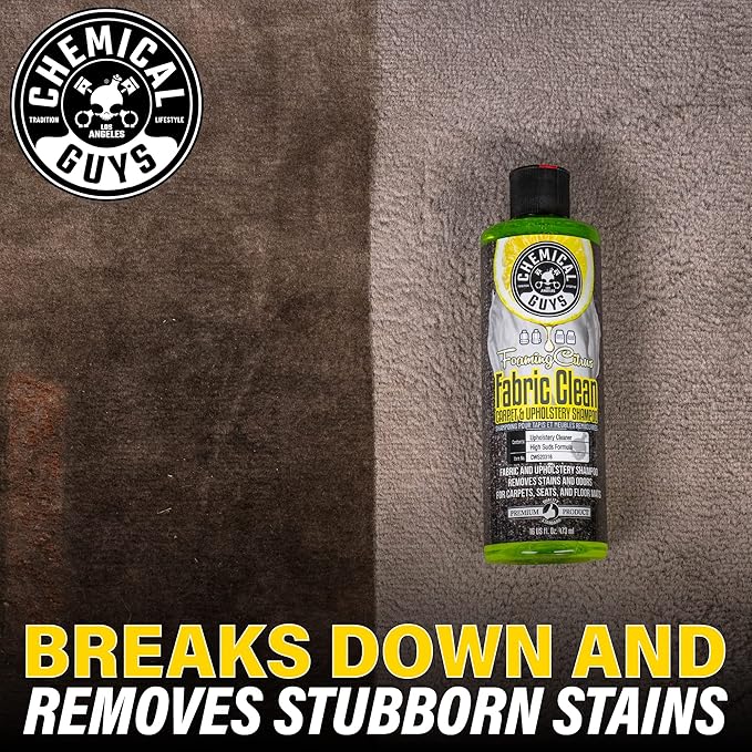 Chemical Guys Foaming Citrus Fabric Clean, Carpet and Upholstery Cleaner - Car Carpet Cleaner for Seats, and Floor Mats, Safe for Home, Office & More, Citrus Scent - 16 oz