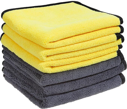 Premium Edgeless Microfiber Cleaning Cloths, 6 Pack| 12” x 12” All Purpose Hand Towels for Car Washing and Detailing, Housewares, Windows, Bathrooms, Electronics | Reusable Home & Auto Towel Set