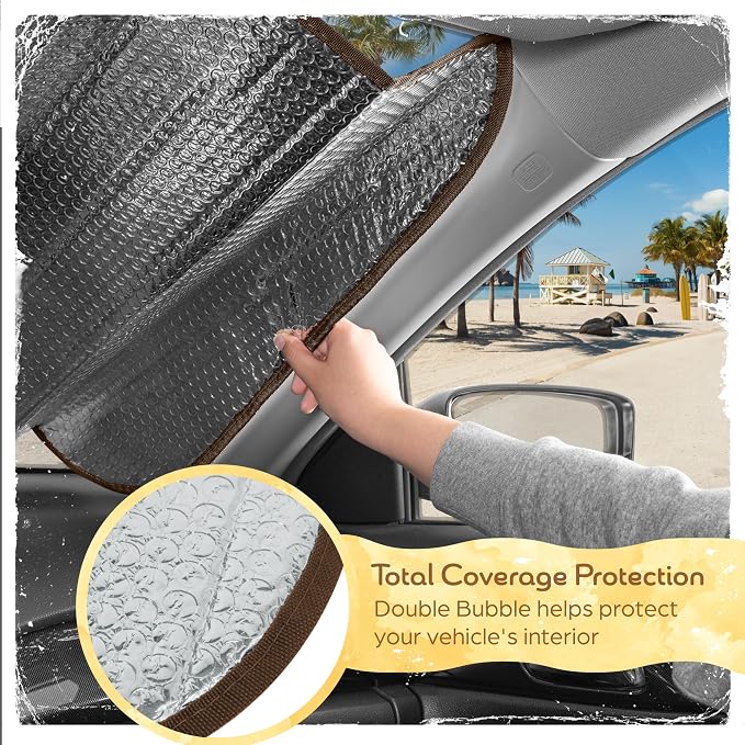 Carbella Orange Floral Car Windshield Sun Shade - Sun Visor Sunshade for Car Windshield - Window Shades for Cars, SUV & Truck - Dash Cover UV Protection for Front Window Shade Accessories - 57" x 27"