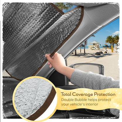Carbella Orange Floral Car Windshield Sun Shade - Sun Visor Sunshade for Car Windshield - Window Shades for Cars, SUV & Truck - Dash Cover UV Protection for Front Window Shade Accessories - 57" x 27"