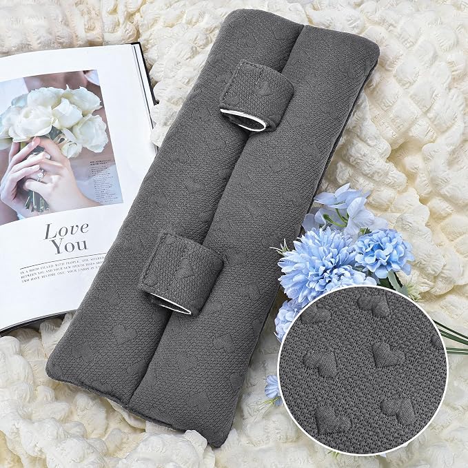 Seat Belt Pillow Post-Surgery – with Ice/Hot Pocket for C-Section, for Chest/Heart Travel, Grey