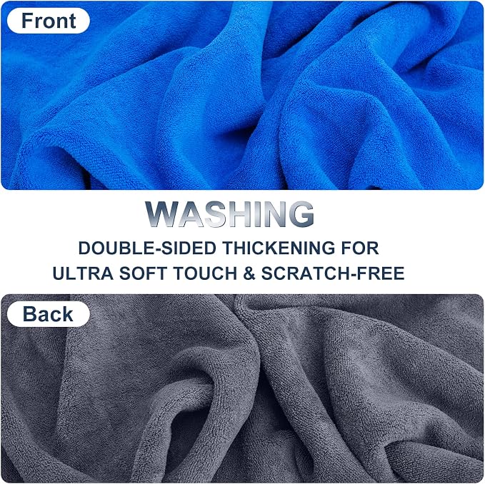 Large Microfiber Towels for Cars - 20"x39" Ultra Absorbent & Soft Microfiber Cloth (2-Color Packaging) | Oversized Microfiber Cleaning Cloth for Cars Motor Cleaning Detailing Polishing Drying