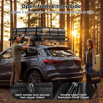 CAMMOO 64"x39" Roof Rack Basket, Removable Fairing & Support Bars for Kayaks/Long Gear, 20 Cu.Ft Waterproof Soft Bag+Lock+Net+Strap–200Lbs Capacity Car Roof Cargo Carrier for SUV Truck Camping