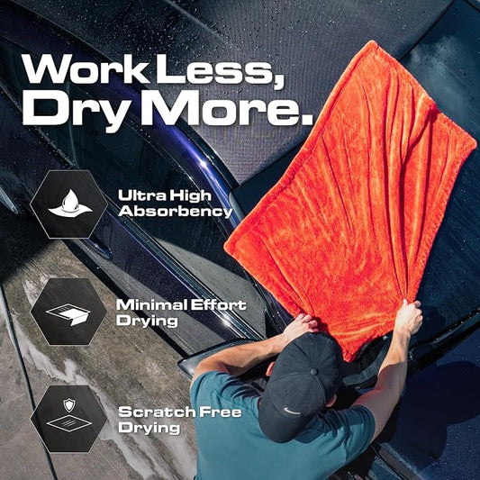 Blackline Car Drying Towel - 2ft x 3ft XL-Popular Pick Among Detailing Pros - 1300 GSM Microfiber Towel - Absorbs Over 8lbs of Water - Leaves No Streaks, Spots or Scratches - Dries an Entire Car