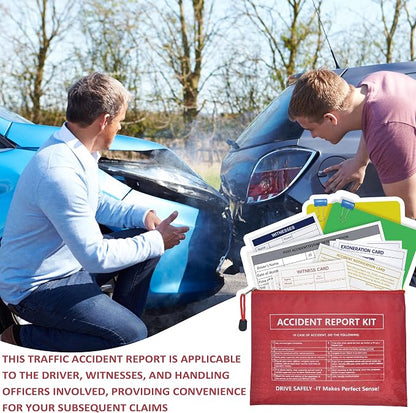 1 Pack Waterproof Vehicle Accident Report Kit in Vinyl Pouch 6.9 * 9.3inch Car Accident Kit Driver's Vehicle Inspection Report Helps Drivers Collect Organize and Report Vehicle Accident Information
