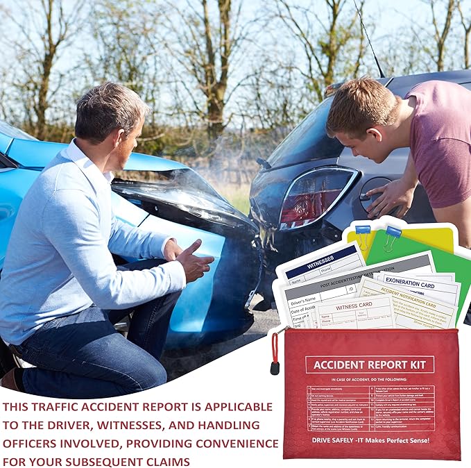 5 Pack Waterproof Vehicle Accident Report Kit in Vinyl Pouch 6.9 * 9.3inch Car Accident Kit Driver's Vehicle Inspection Report Helps Drivers Collect Organize and Report Vehicle Accident Information