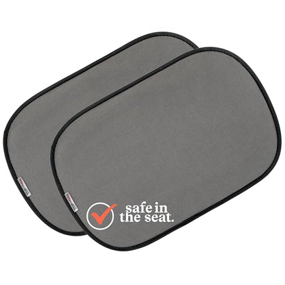 Nuby x Safe in The Seat Pop-Open Car Sun Shades - 2 Piece Set - Static Cling Window Shades for Baby in Car - UV Protection, Easy Install, and Universal Fit