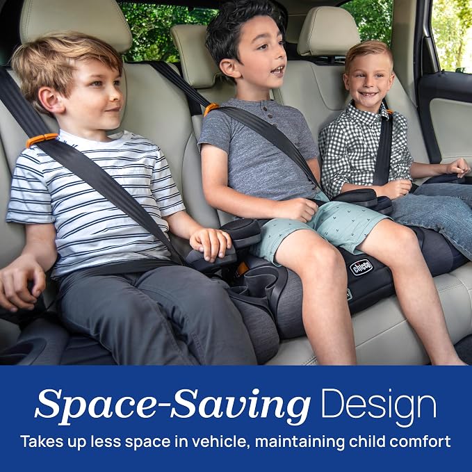 Chicco GoFit ClearTex Backless Booster Car Seat, Travel Booster Seat for Car, Portable Car Booster Seat for Children at Least 4 Years Old and 40-110 lbs., Shadow/Black