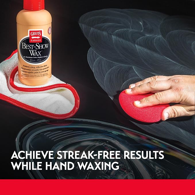Griot's Garage Hand Wax Applicators, Foam Car Detailing Pads for Smooth Application of Waxes, Polishes, Dressing, Protectants, and More, Machine-Washable and Reusable, Red, Set of 3