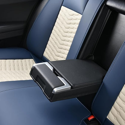 FLORICH Front Seat Covers, Leather Seat Covers, Universal Car Seat Covers 2PCS, Waterproof Car Seat Protector, Driver Seat Cover Accessories for Trucks SUV Sedans-Blue&White