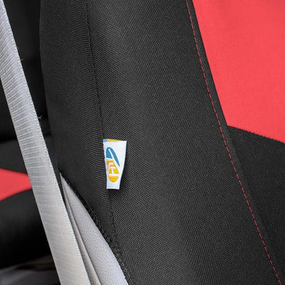 Universal Fit Chevron Flat Cloth Car Seat Covers Full Set - Red