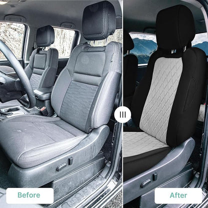 FH Group Custom Fit Car Seat Covers Specifically Made for 2022-2026 Nissan Frontier, Full Set Gray Ultraflex Neoprene Waterproof Automotive Seat Covers for Pickup Truck, Nissan Accessories
