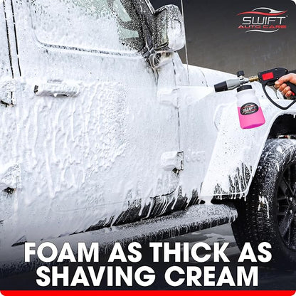 Swift Eco Foam Cannon for Pressure Washer Car Wash Foam Gun Sprayer | ¼ Inch Quick Connect | Extra Thick Snow Foam for Detailing | Holds 1 Liter of Soap!