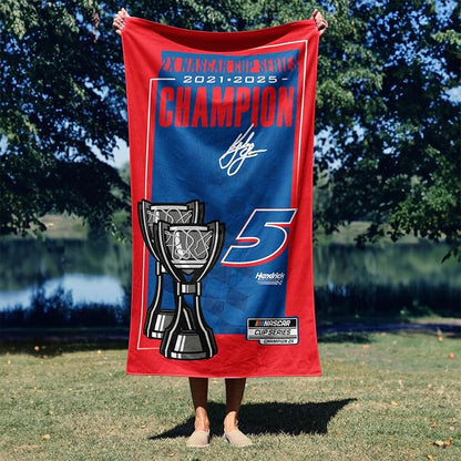 Northwest NASCAR Kyle Larson 2025 Cup Series Champion Beach Towel, Cotton Blend Lightweight Bath, Pool Swim Travel Fan Gear, 30 x 60 Inch