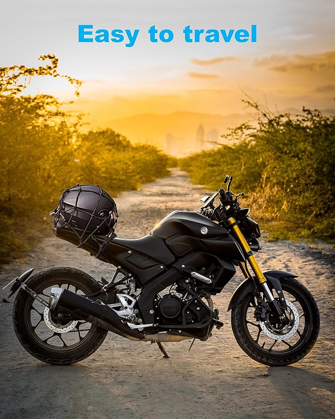 2 Pack Black Cargo Nets, Heavy Duty Latex 17"X17" Bungee Net Stretches to 34"x34", Gear Helmet Luggage Net with Tight 2.3"x2.3" Mesh & 12 Adjustable Plastic Hooks for Motorcycle, Bike, ATV