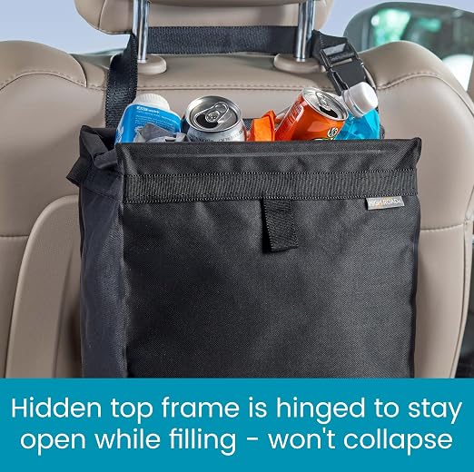 High Road Large TrashStash Hanging Car Trash Can Garbage Bag with Push-Close Lid and Waterproof Bin for Cars, SUVs and Trucks, Holds 4.5 Gallons of Car Trash