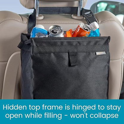 High Road Large TrashStash Hanging Car Trash Can Garbage Bag with Push-Close Lid and Waterproof Bin for Cars, SUVs and Trucks, Holds 4.5 Gallons of Car Trash