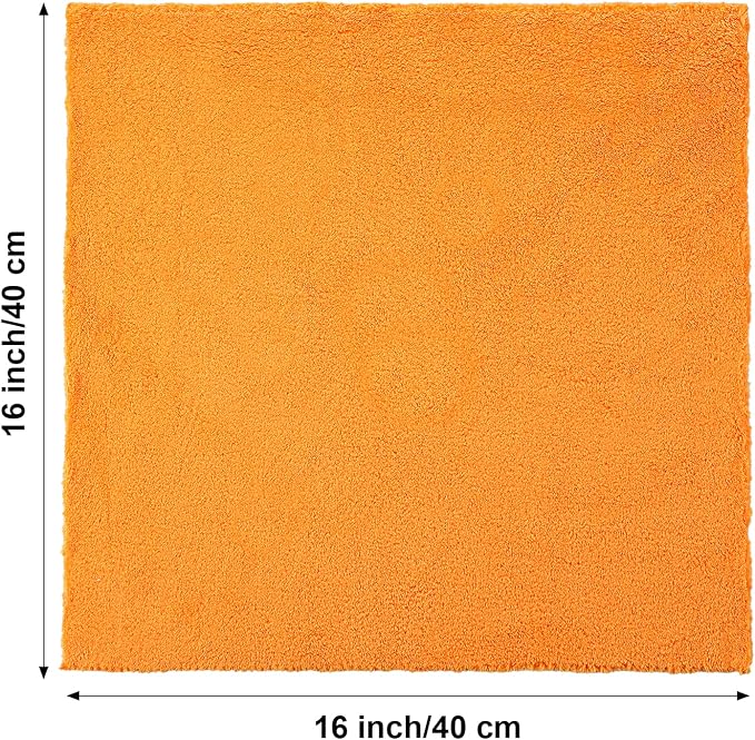 Shimeyao 30 Pcs 16 x 16 Inch Edgeless Microfiber Plush Towels for Cars Detailing Drying Wash Polishing Absorbent Cleaning Cloths, 500 GSM (Orange)