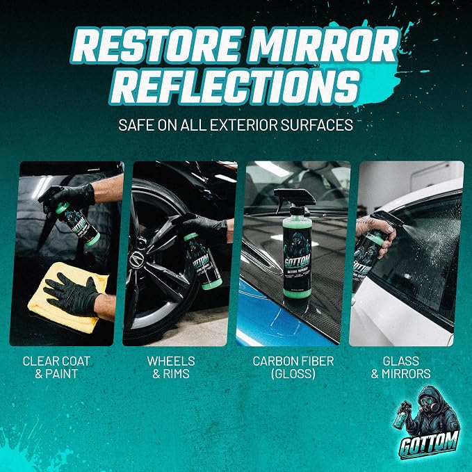 Gottom Detail Spray - Quick & Easy Waterless Detailer - 16 oz - Streak-Free Shine, Removes Prints & Smudges, Clay Bar Lubricant, Wax Support, Safe for Paint, Glass, Trim - Scented with Turbo Tiki