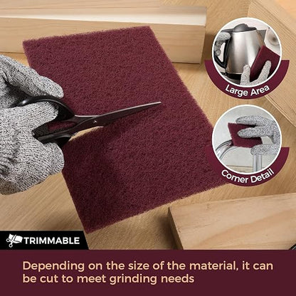S SATC 6" x 9" 10 Pack General Purpose Scuff Pads,5 Each of Maroon and Gray Automotive Paint Primer Prep Adhesion Scratch Scuff Pads for Woodworking,Automotive Restoration