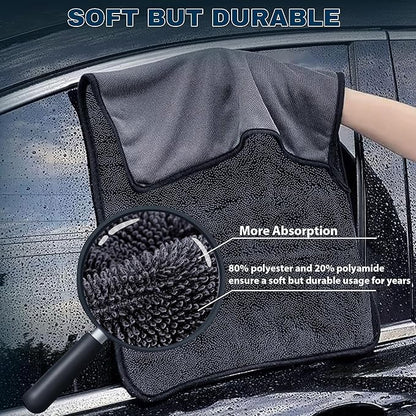 Aidoclip 4PCS Car Drying Towel Microfiber Detailing Kit - 36x24 in Car Towels Cleaning Supplies, Reusable Shammy Quick Dry Cloth for Carwash, for Auto, Boat, RV, Garage & Home (Black)