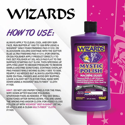 Wizards Mystic Polish Machine Glaze - Cutting Compound and Polish with Smart Abrasive Technology - Professional Car Scratch Remover - Water-Based Polishing Compound for Car Detailing Kit - 32 oz