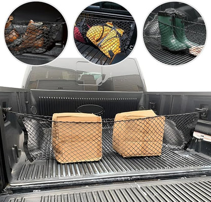 Truck Bed Envelope Style Mesh Cargo Net for Ford F 150 2015-2025 - Car Accessories - Premium Organizer and Storage - Cargo Net for Pickup - Vehicle Carrier Organizer for Ford F-150 Lightning