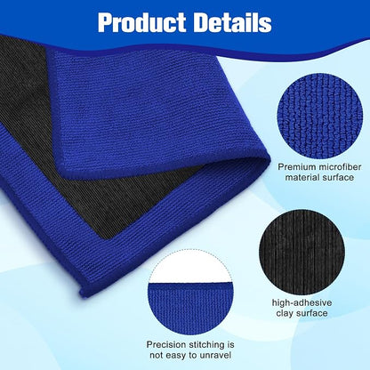 Clay Towel 12 x 12 Inch, Blue Clay Bar Towel for Auto Detailing Microfiber Car Cloth Cleaner Automotive for Car Detailing