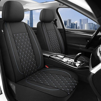 YGL Breathble Car Seat Covers Full Set,Washable Seat Covers for Cars,Premium Cloth Car Seat Protectors,Interior Covers for Cars,Sedan Van Truck SUV(Black/Gray)