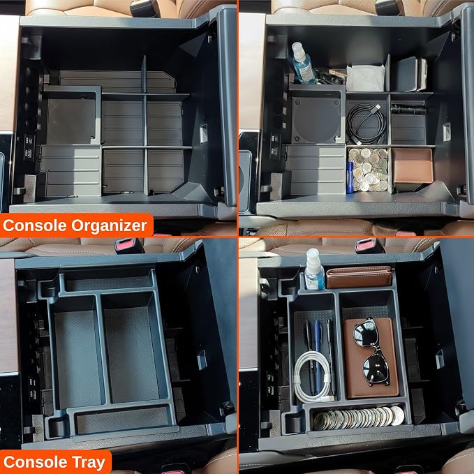 Vehicle OCD - Center Console Divider and Tray Organizer for Toyota Tundra (2022-2026) / Sequoia (2023-2026) – Made in USA - NOT Compatible with Center Console Safe - SLX513