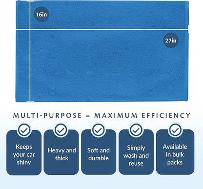 Cotton Towels for Multiple Use, 100% Ring Spun Cotton Towel Set, Heavy Duty - Super Absorbent Cleaning Towels for Car and Home - 16” X 27” (12 Pack, Blue)