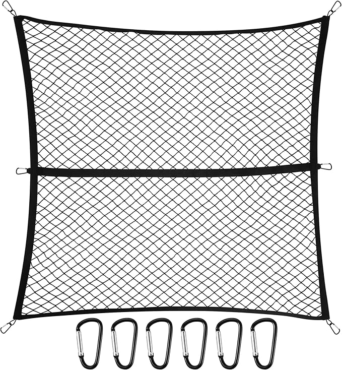 Cargo Net for Pickup Truck Bed for Toyota Tacoma XtraCab Double Cab SR5 Off-Road Pro 2000-2025 2026 Accessories Mesh Organizer Stretchable 4'x4' to 7'x7' Netting Highly Elastic