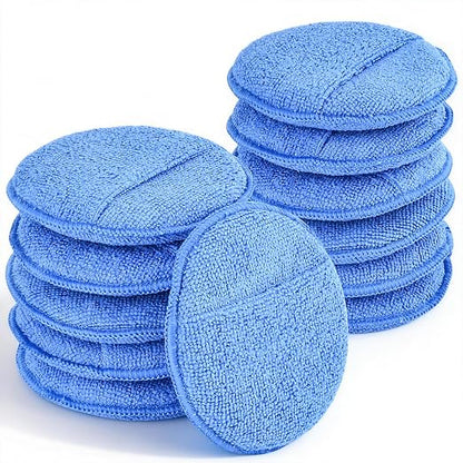 12 Pack Microfiber Wax Applicator Pads with Finger Pocket,Foam Car Wax Applicator Polishing Pads Microfiber Applicator Pad for Car Detailing & Cleaning (5 inch, Blue)