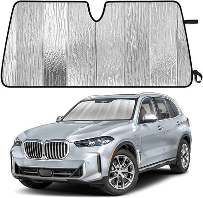 EcoNour Accordion Foldable Windshield Sun Shade Fit for BMW X5 2019-2024 2025 2026 Sunshade, Front Car Window Shades Sun Visor, Blocks UV Rays & Heat, Car Accessories