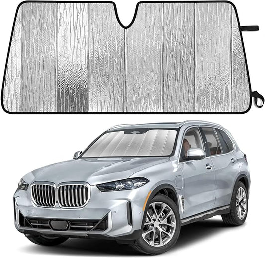 EcoNour Accordion Foldable Windshield Sun Shade Fit for BMW X5 2019-2024 2025 2026 Sunshade, Front Car Window Shades Sun Visor, Blocks UV Rays & Heat, Car Accessories