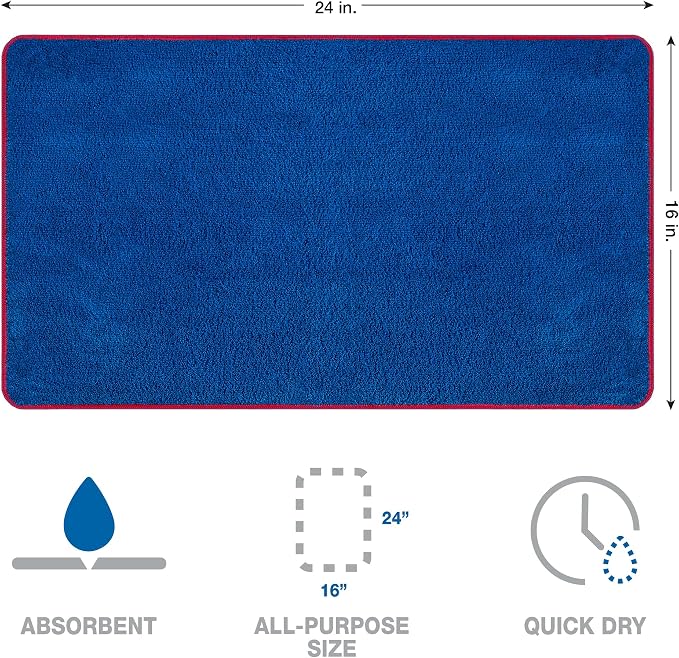 Detailer's Preference Dual Pile 400 GSM Microfiber Towels with Red Trim, All-Purpose Terry Weave Cleaning Cloths for Auto, Home, Boat, Scratch-Free & Reusable, 16x24 Inches, 12-Pack