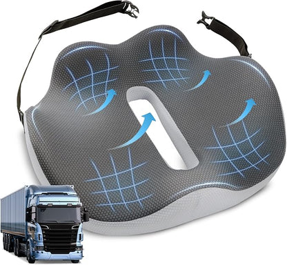 VUSIGN X-Large Seat Cushion for Truck & Car Drivers, Memory Foam Seat Cushion for Long Driving, Sciatica & Tailbone Pain Relief, Ergonomic Back Support Cushion with Non-Slip Bottom & Washable Cover