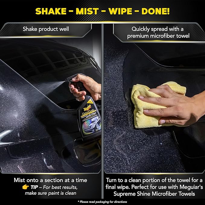 Meguiar's G7716 Gold Class Carnauba Quik Wax, Special Blend for Richness and Shine, Clear Coat Safe Meguiar's Quik Wax, Spray that Leaves Lasting Results without Residue, 16 Oz Containe (Pack of 6)