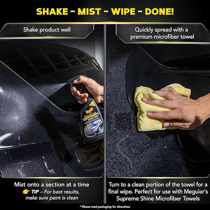 Meguiar's G7716 Gold Class Carnauba Quik Wax, Special Blend for Richness and Shine, Clear Coat Safe Meguiar's Quik Wax, Spray that Leaves Lasting Results without Residue, 16 Oz Containe (Pack of 6)