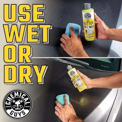 Chemical Guys Butter Wet Wax - Deep Wet Shine Car Wax for Cars, Trucks, SUVs, RVs, and More, Easy On/Off Liquid Formula, Banana Scent - 16 fl oz