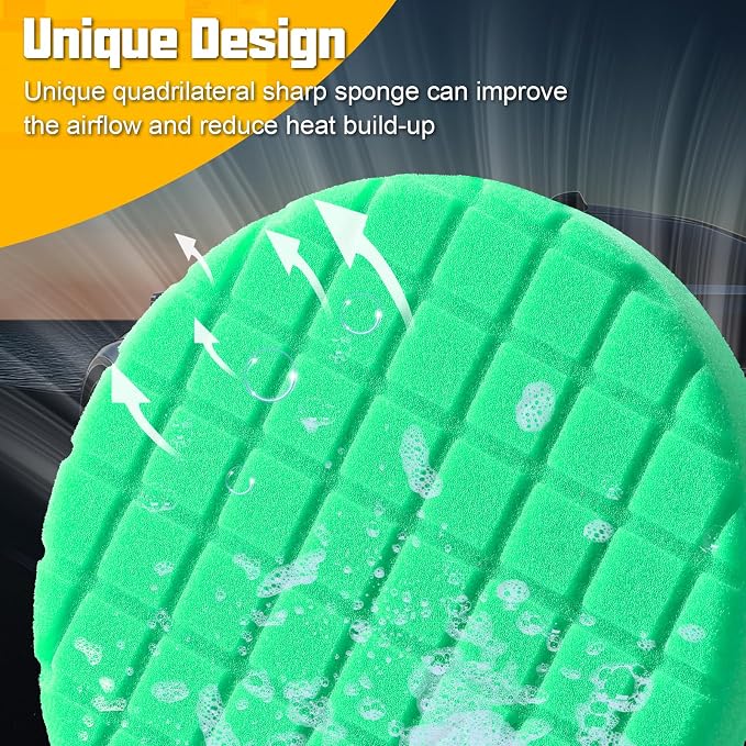 6 Inch Buffing Polishing Pads, 3Pcs Green Heavy Polishing Pad High-Density Buffing Sponge Pads 6.5 Inch Face for 6 Inch 150mm Backing Plate for Car Buffer Polisher Compounding, Polishing & Waxing