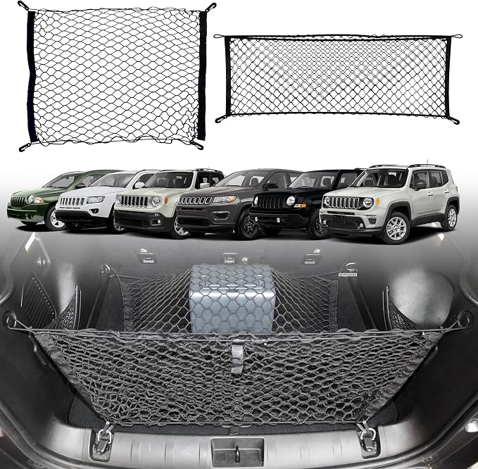 Envelope Style Trunk Mesh Cargo Net for Jeep Compass, Patriot, Renegade 2007-2026 Automotive Exterior Accessories - Premium Car Storage Organizers, Cargo Bed Net For Pickup Truck Smart Vehicle Storage