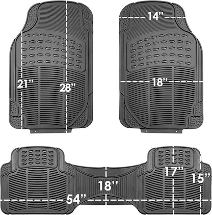 FH Group Car Floor Mats - Heavy-Duty Rubber Floor Mats for Cars, Universal Fit Full Set, Trimmable Automotive Floor Mats, ClimaProof Floor Mats For Most Sedan, SUV, Truck Floor Mats Gray