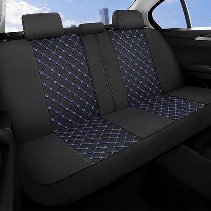 YGL Breathble Car Seat Covers Full Set, Washable Seat Covers for Cars, Premium Cloth Car Seat Protectors, Interior Covers for Cars, Sedan Van Truck SUV(Black/Blue)