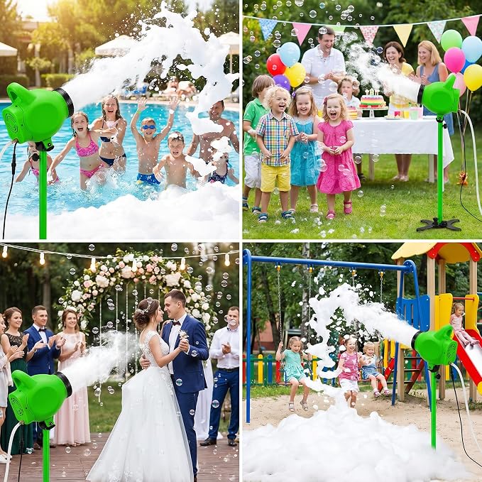 PILIN 800W Bubble Machine for Party Pool Foam Cannon Outdoor Heavy Foam Machine with Water Tank,2 Foam Powder for Gatherings, Holiday Celebrations, Party