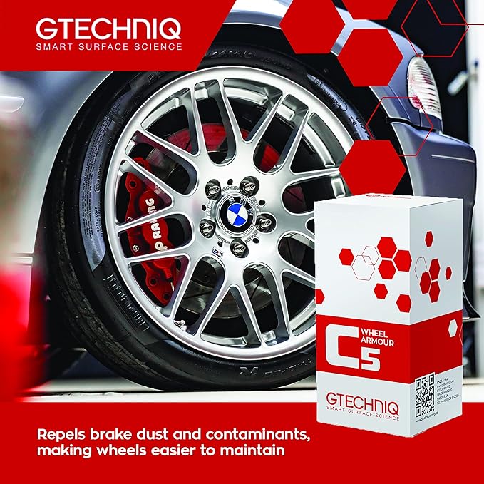 Gtechniq C5 Wheel Armour, Long Term Wheel Protection 15ml | Long-Term Alloy Wheel Sealant, Repels Brake Dust & Road Grime, Durable Hydrophobic Barrier for Easy Cleaning